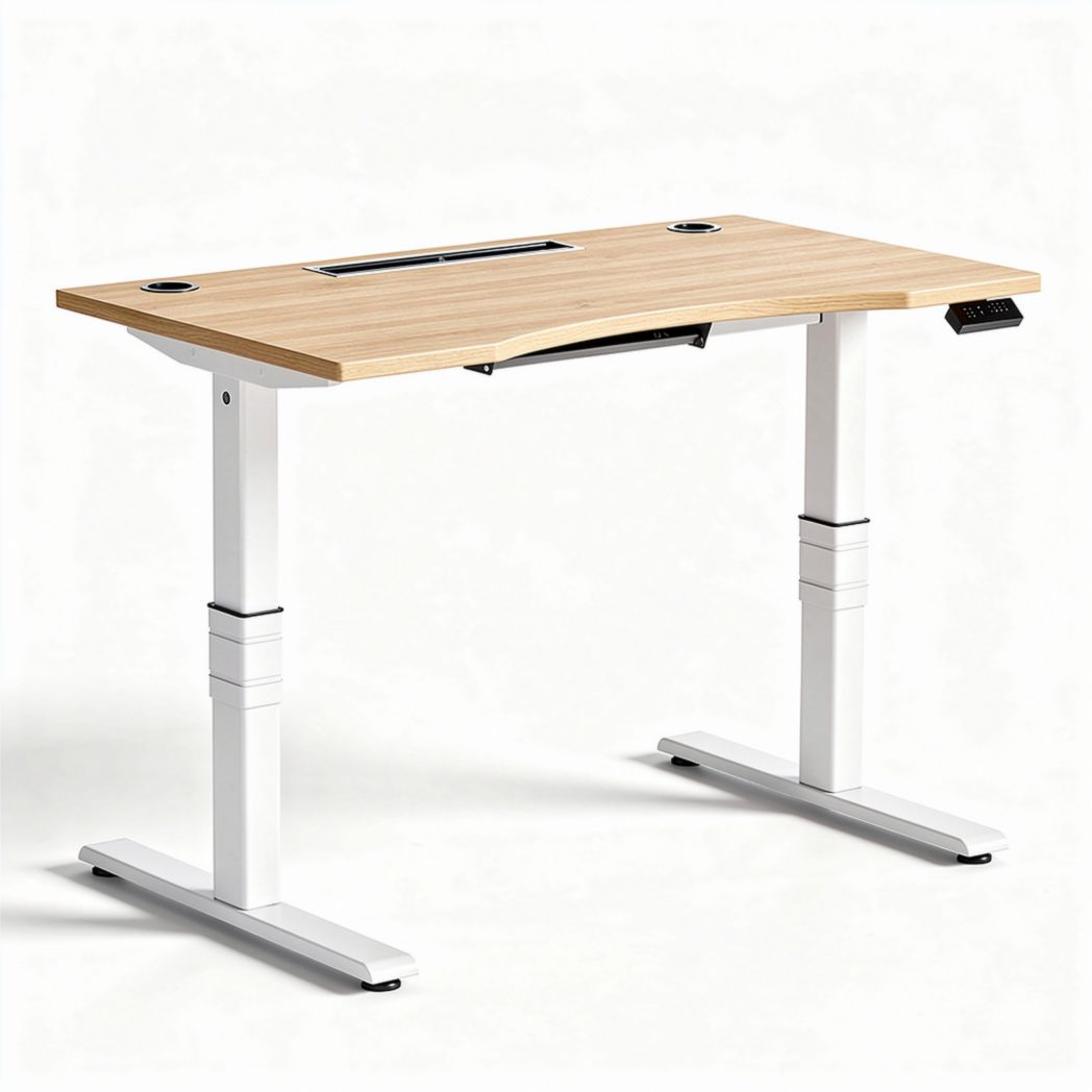 Escritorio ajustable en altura de madera 140 x 70 x 75cm color blanco
