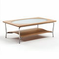 Mesa de café ovalada de madera y metal con estante inferior 120 x 60 x 45cm